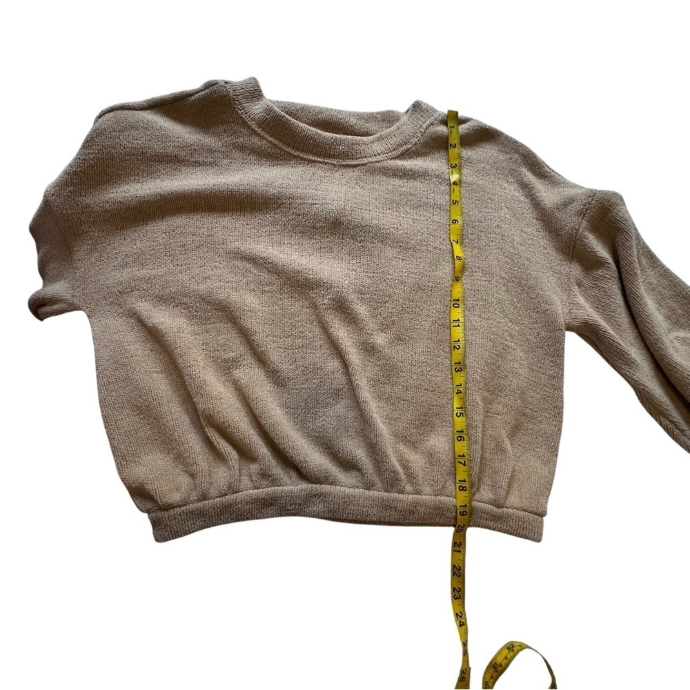 Free People Beach Gold Rush Henley sweater balloon sleeve oversized crew neck xs - Picture 6 of 13